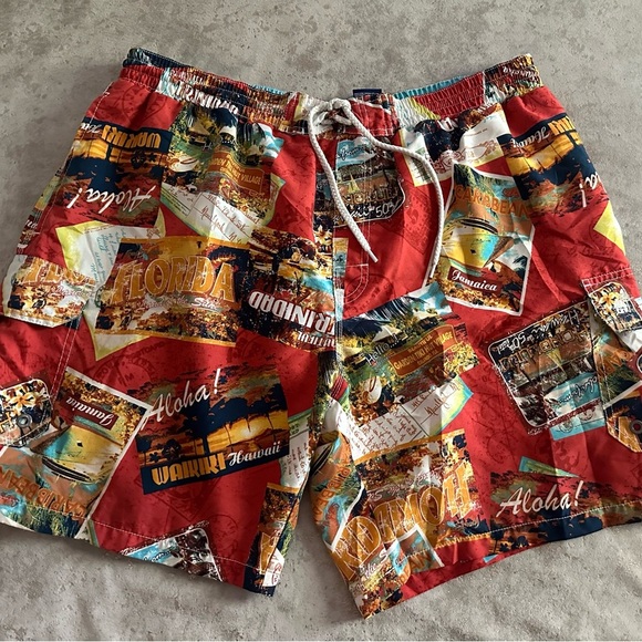 Caribbean Joe Colorful Hawaiian Print Shorts XXL Men’s - Picture 4 of 6